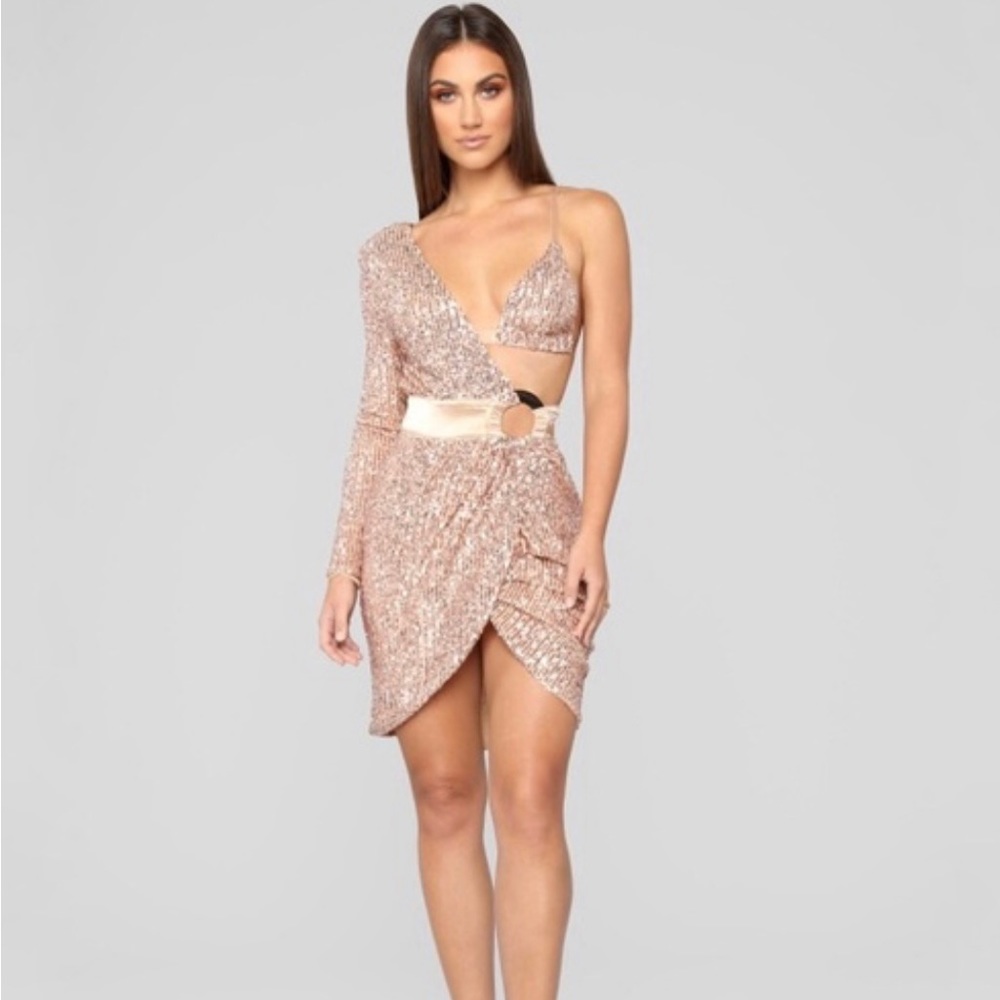 Endless Nights Sequin Mini dress-Rose Gold